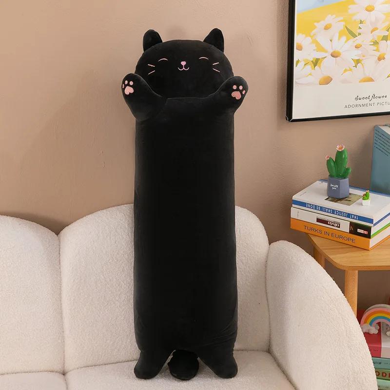110cm Kawaii Cute and Soft Long Cat Plush Toy Office Pillow Cushion Back Bed Decoration Plush Doll Gift for Friends and Lovers