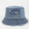 Solid Color Pocket Sun Hats Vintage Fisherman Cap New Denim Bucket Hat  Men Women