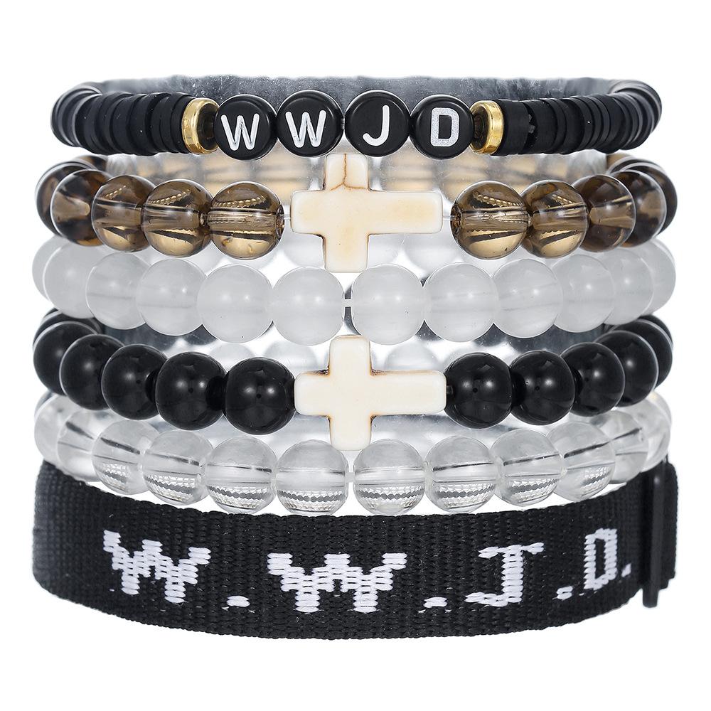 Faith Religious Easter WWJD For Women Men Jesus Bracelets suit 6pcs Bracelet Christian Jewelry(Random Color Of Letters)  Unique