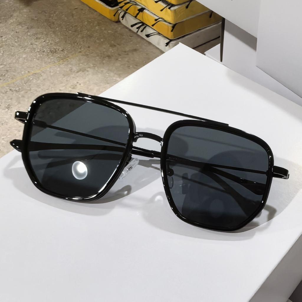 Trendy Square Sunglasses Fashion Vintage Double Bridge Casual Sun Glasses Women Stylish Oversized Brand Design Shades