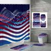 4PCS  Shower Curtain Sets With Shower Curtain And Rugs Toilet Lid Rug U Shape Mat And Bath Mat Bathroom Set  With 12 Hooks