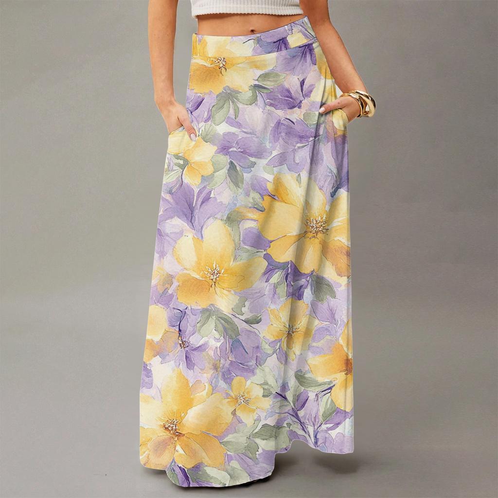 Women's Flowy Maxi Dress Regular Casual Floral Print Summer Bohemian Skirt
