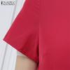 ZANZEA Vestido informal de verano para mujer, cuello redondo, color liso, manga corta