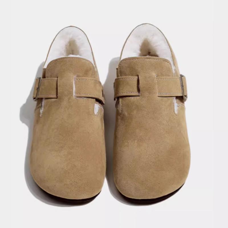 Flats Women Boots Suede Casual Shoes Short Plush Designer Buckle Cotton Shoes 2024 Trend Winter Warm Comfort Chaussures Femme