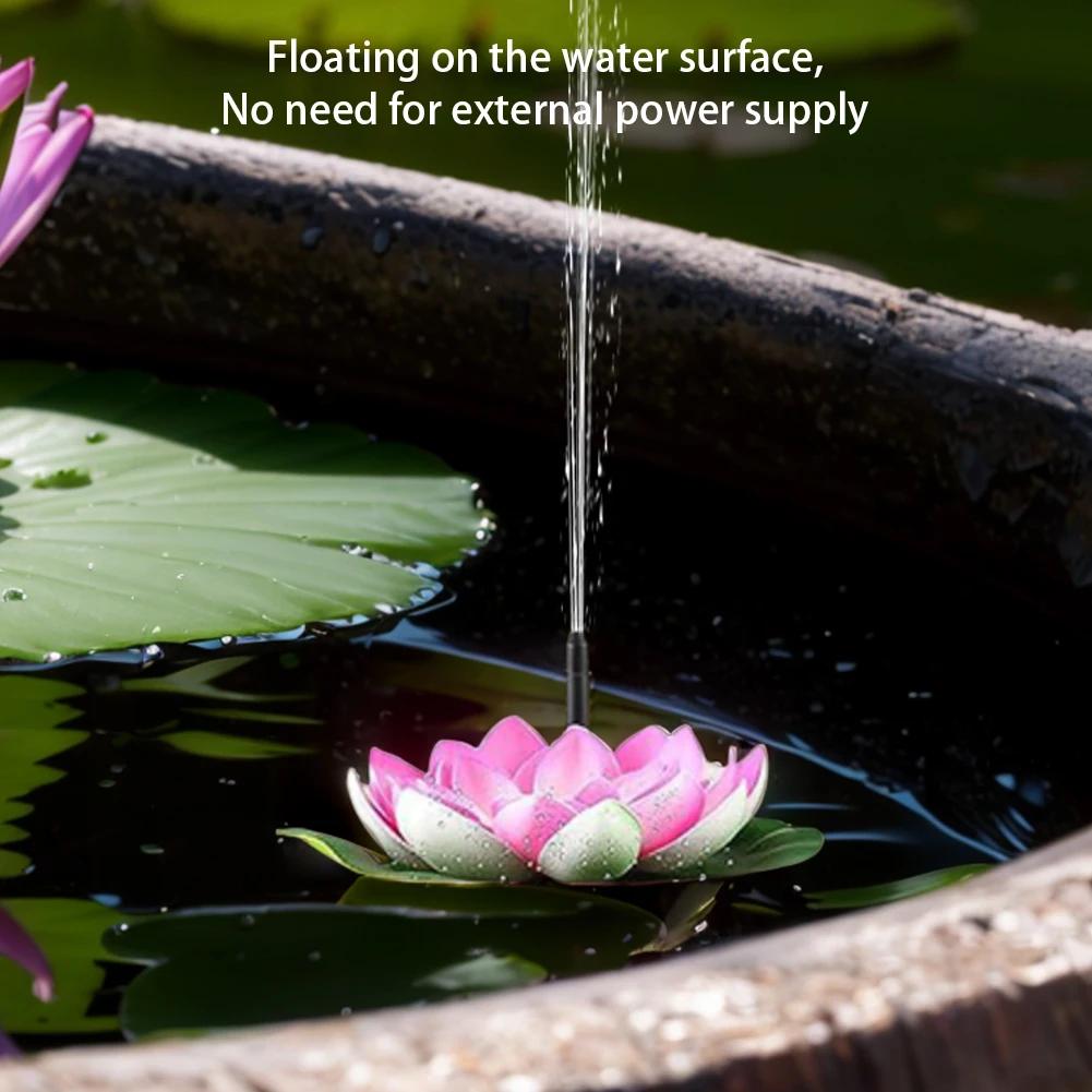 Lotus Solar Water Fountain Brushless Pump Mini Waterfall Fountain Artificial Lotus Flowers Fountain for Outdoor Bird Bath