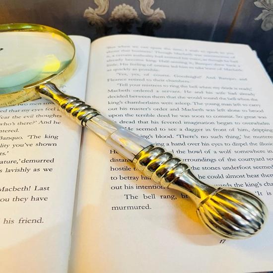 Magnifying Glass with Solid Brass with Mother of Pearl Wedding Anniversary Christmas Birthday Gift
