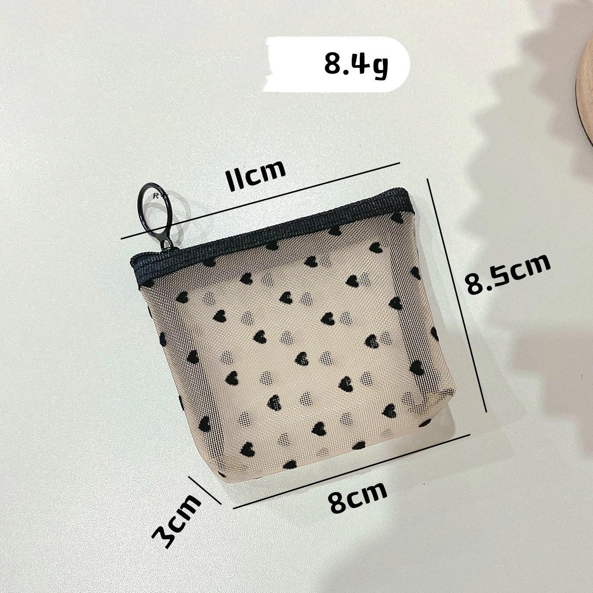 

1 шт. косметичка черная сетчатая косметичка в форме сердца на молнии косметичка большая косметичка для женщин и мужчин дорожные косметички 8*8.5*3cm