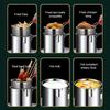 Stainless Steel Gas Fryer with Oil Filter Basket Multi-function Mini Frying Pan for Home Use Oil Saving Design