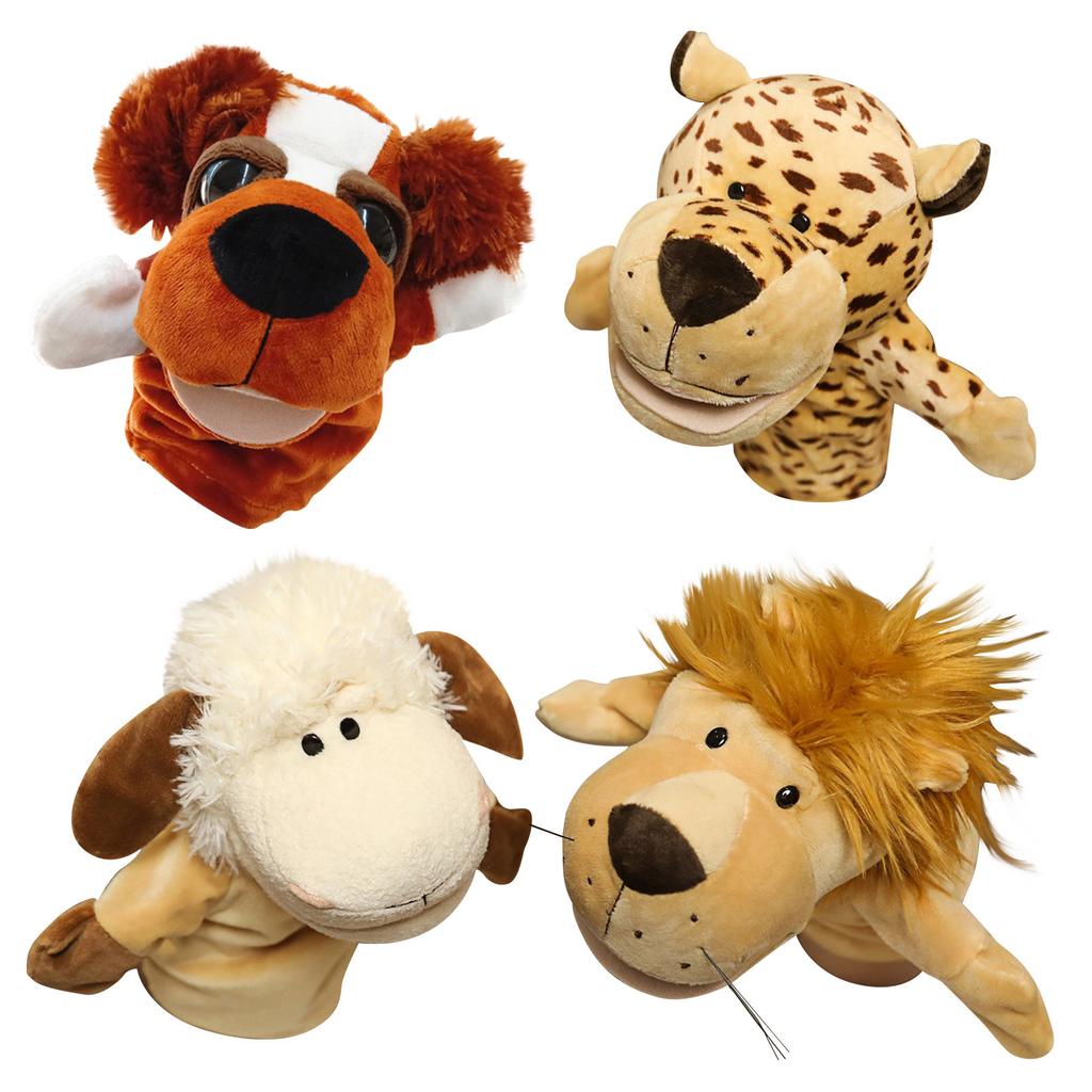 Multiple Animal Hand Puppet Toys, Large Single Plush Gloves, 9.8 Inches, Kindergarten Early Education Supplies, Cats, Cows, Lions,1pc,