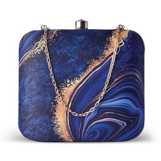 Quirky Multicolor Printed Statement Box Clutch with Detachable Strap Chain - Fashion Sling Bag for Occasions & Festivals - Gift for Women