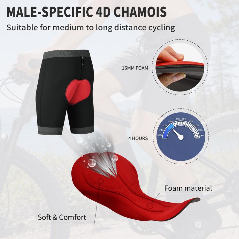 WOSAWE Summer Men Downhill Shorts with Inner Sponge Pad Casual MTB Bicycle Shorts Quick-drying MTB Bike Short Cycling Shorts