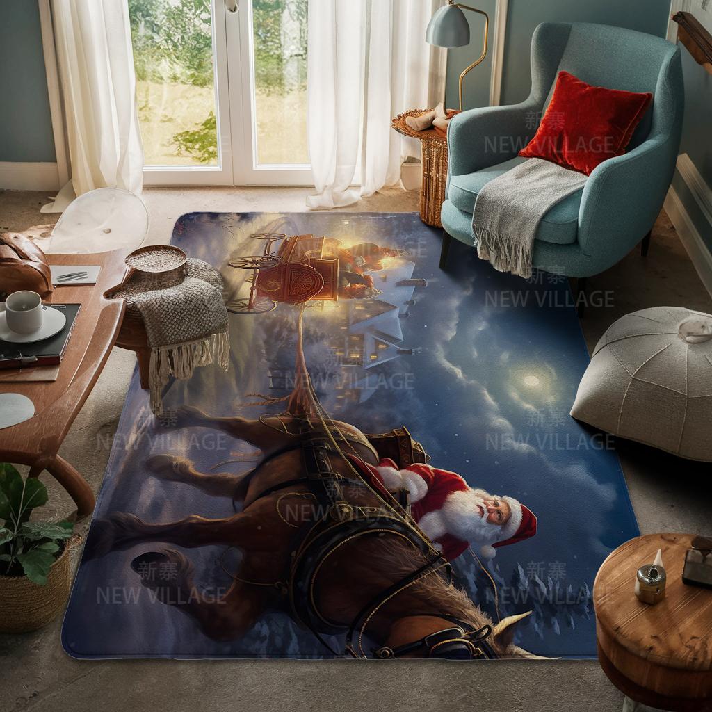 House Entrance Carpet Home Door Mat Living Room Bath Foot Bathroom Non-slip Water Absorption Rugs Bath Merry Christmas Winter