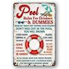 Blechschild Poolregeln für Trinker Dummies Lustiges Vintage Metallposter Wanddekor für Terrasse Bar Garage Man Cave Humorvolle Erinnerung