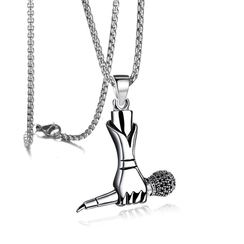 Kreative Hand Mikrofon Anhänger Hip Hop Rock Punk Halskette Männer Und Frauen Schmuck Geschenk