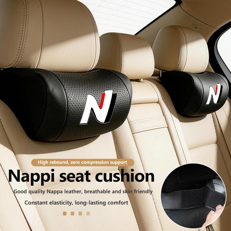 For Hyundai Car Leather Headrest Interior Supplies Seat Protect Neck Pillow Accessories N LINE i30 i20 Sonata Accent Tucson X12