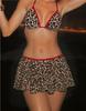 Women's Swimsuit Leopard Print Sexy Halter Neck Backless Skirt Cover Swimsuit Tie Back Bikini Three Piece Beach Suit Beachwear