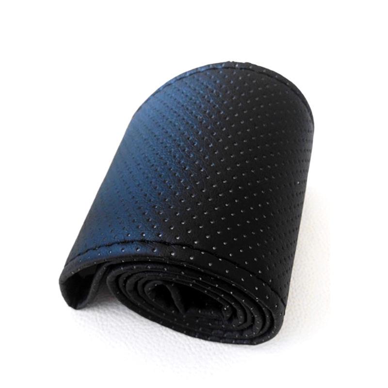 Leather Hand-Stitched Non-Slip Car Steering Wheel Cover - All-Season Microfiber Grip