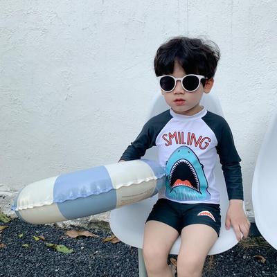 2024 Detský sviatočný overal s dlhým rukávom Baby Shark - Chlapčenské plážové plavky s UV ochranou
