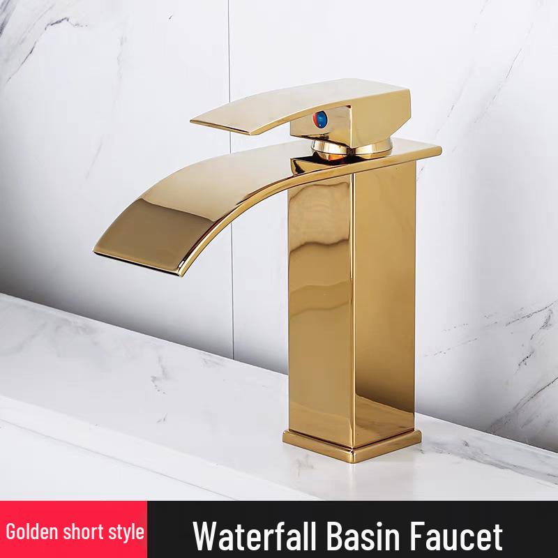 Dvouteplotní vodopádová umyvadlová baterie na koupelnové desky