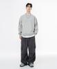 MOZMOZ Heavy Weight Pigment Back Embroidery Cutout Oversized Sweatshirt Gray