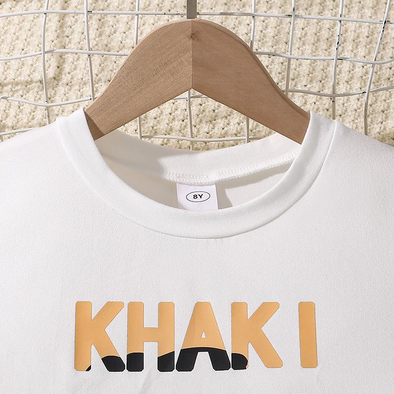 Girls Summer Suit 2025 Children Clothing Letter Short Sleeve Tshirt + Wide-Leg Trousers Casual 2 Piece Set