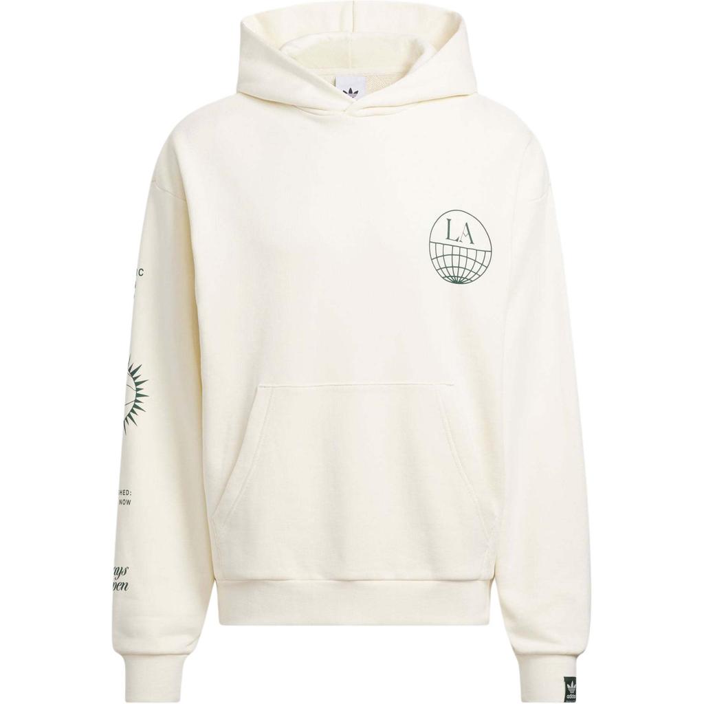 Adidas Originals La To The World Graphic Hoodie Comfortable Sports Hooded Sweatshirt Unisex Hoodies Off-White Forest-Green JJ4038
