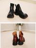 Johnature Genuine Leather Square Toe Short Boots Retro Thick Sole Thick Heels Women's Shoes