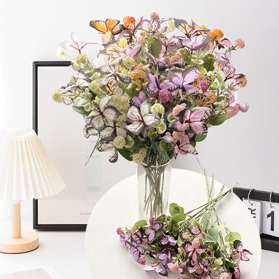 3-Forked Butterfly Dandelion Artificial Flower Party Wedding Decoration Fake Flowers Home Decoration Single Bouquet Plastic Flowers Plastic Flowers