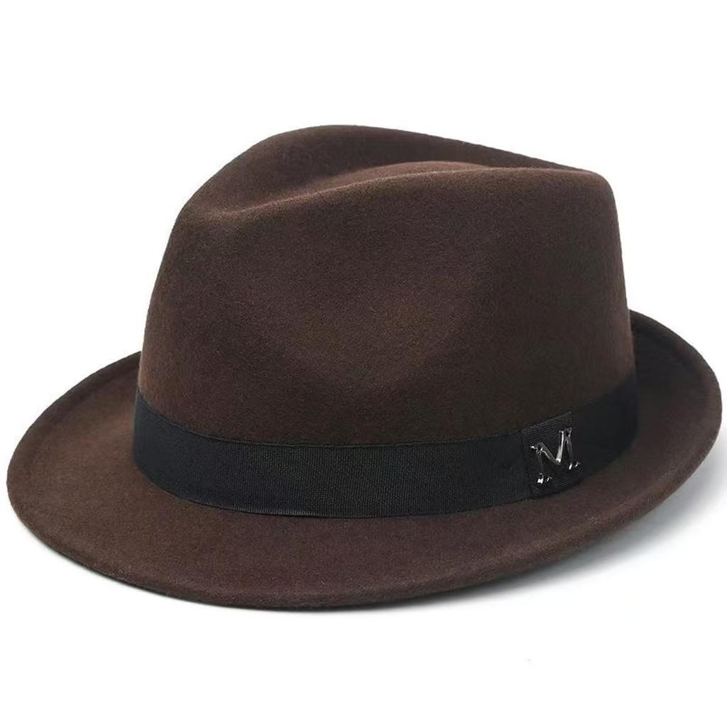 Felt Panama Fedora Hat Short Brim Trilby Flat Hat For Men Women Homburg Church Jazz Hat Adjustable