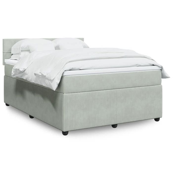 VidaXL Sommier à lattes de lit et matelas Gris clair 160x200cm Velours 3287782