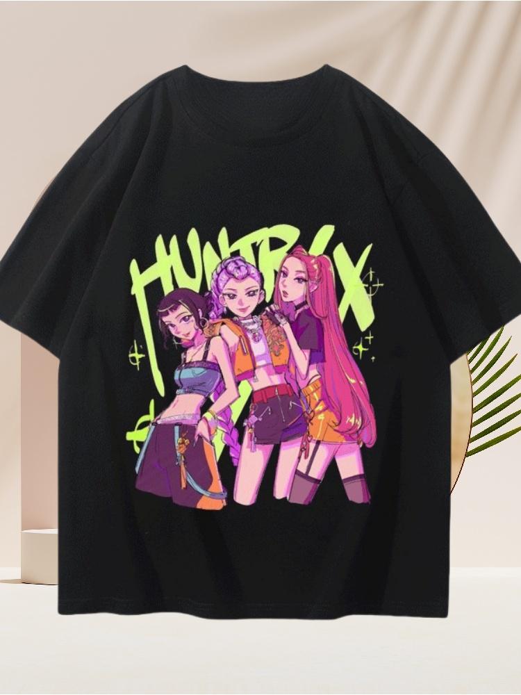 KPOP Demon Hunter Girl Group Merch Zoey Mirala Short Sleeve Printed Unisex Summer Versatile Cotton T-shirt Fashion Trend