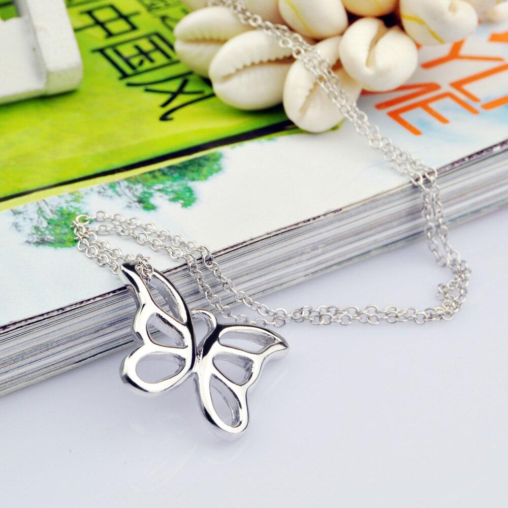 Women's Charm Jewelry 925 Sterling Silver Necklace Butterfly Pendant Original Silver Clavicle Chain 41-66CM Chokers Necklaces