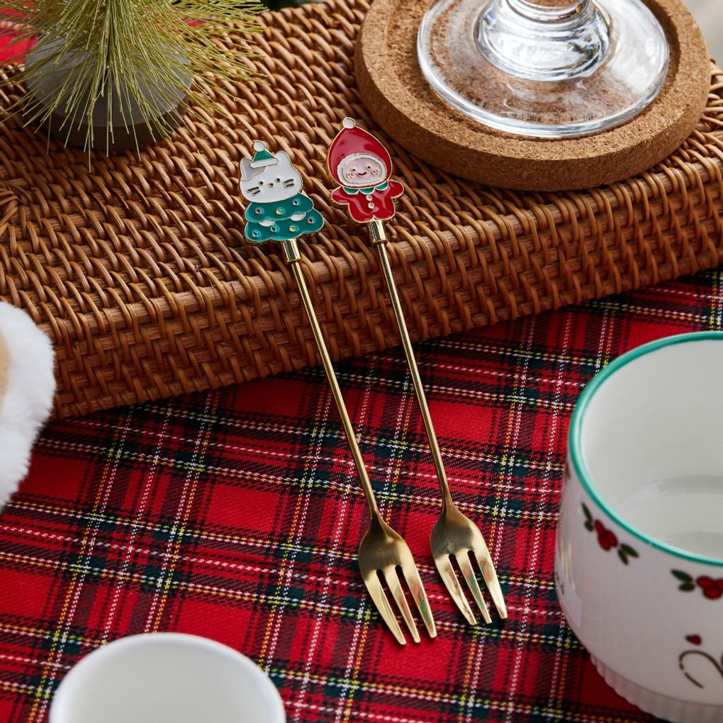 

Christmas Milk Cat Scrabbit Tea Fork 2P SET_KT9124002