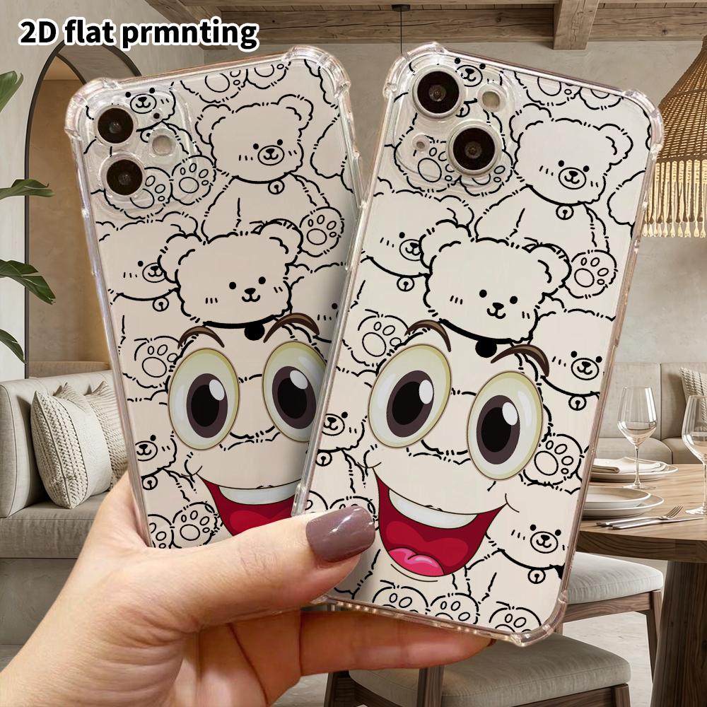 Phone Case: 2D flat suitable for iPhone 18 17 16 15 14 13 Pro, transparent with corner protection, funny emojis, Christmas and Halloween gifts