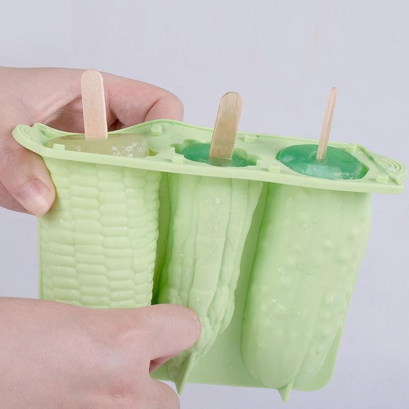 Silicone Popsicles Molds 4 Cavities Vegetable Shape Ices Cream Mold Freezers Ices Mold Cake Candy Candy Mold Nonstick