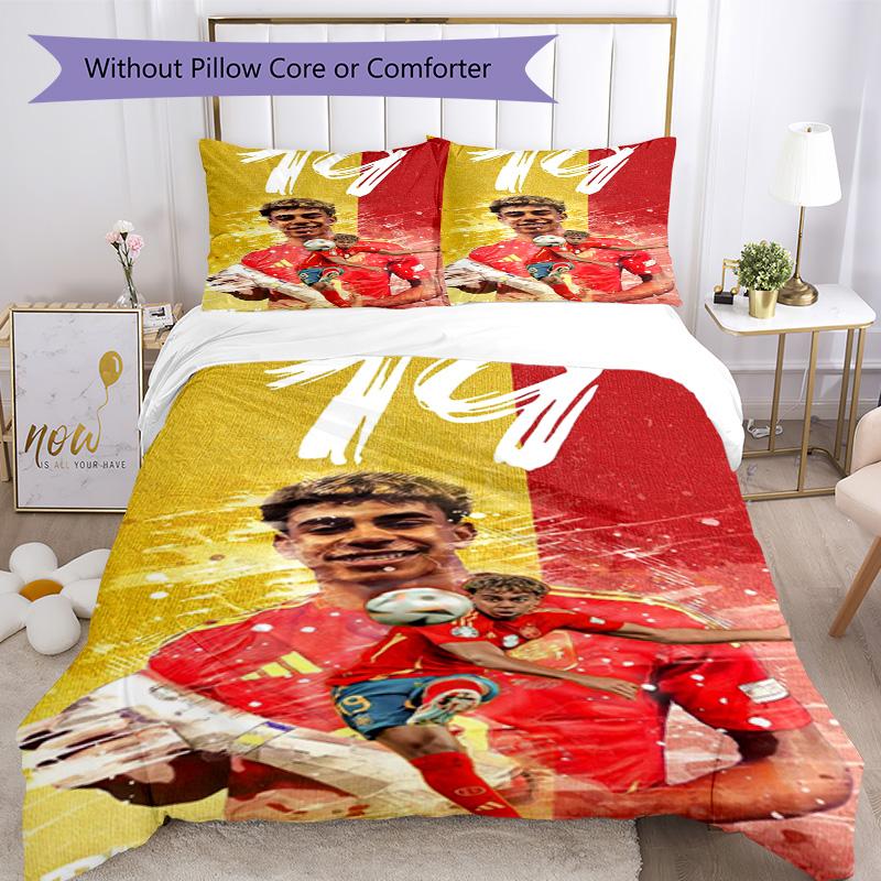 Lamine Yamal Soccer Star Number Bedding Set,Soft Bed Linen for Bedroom Home Decoration,Perfect Gift for Football Fans,Breathable Duvet Cover with Pill
