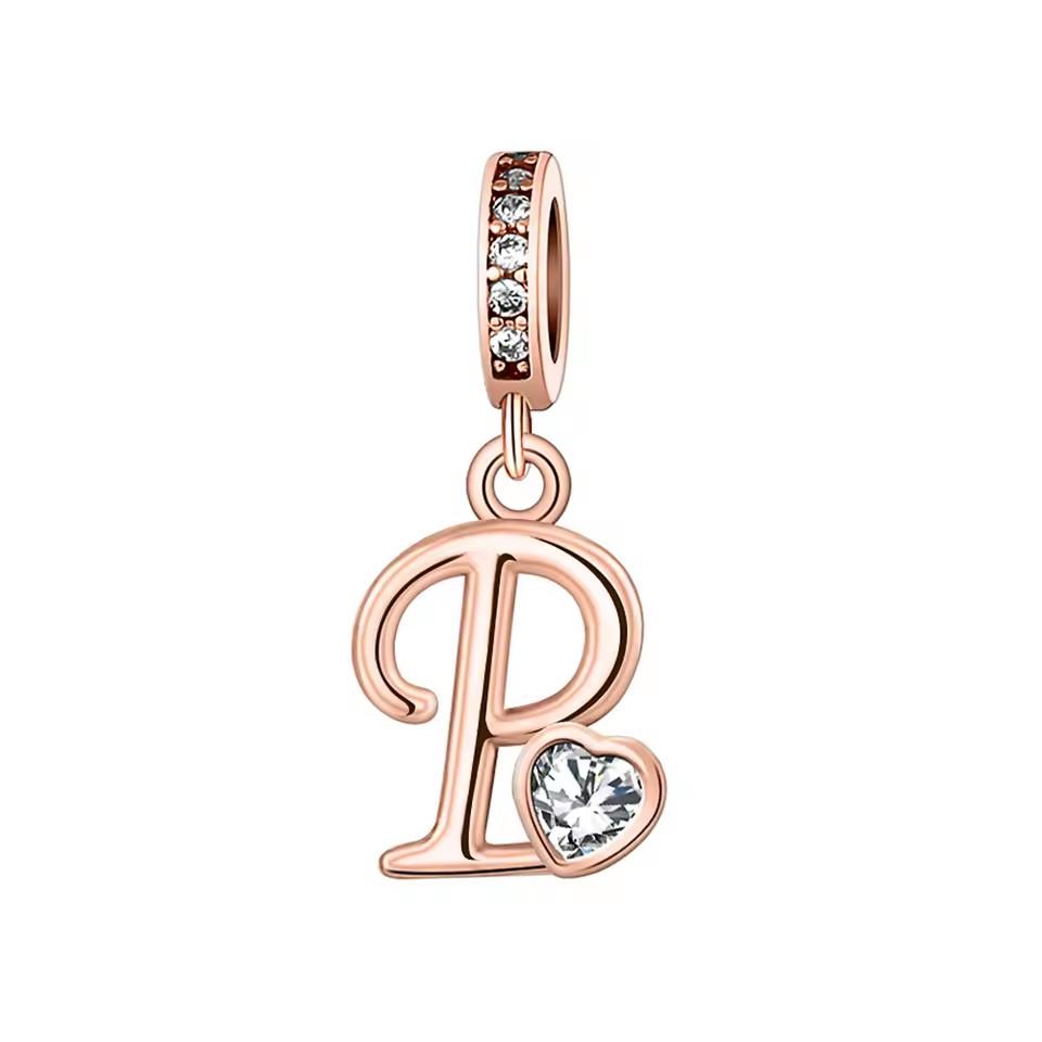 New Metal Rose Gold Light Two Tone 26 Letter English Pendant Charm Fit Ideal for Bracelets Necklaces Make your own Accessory Accessories Elegant