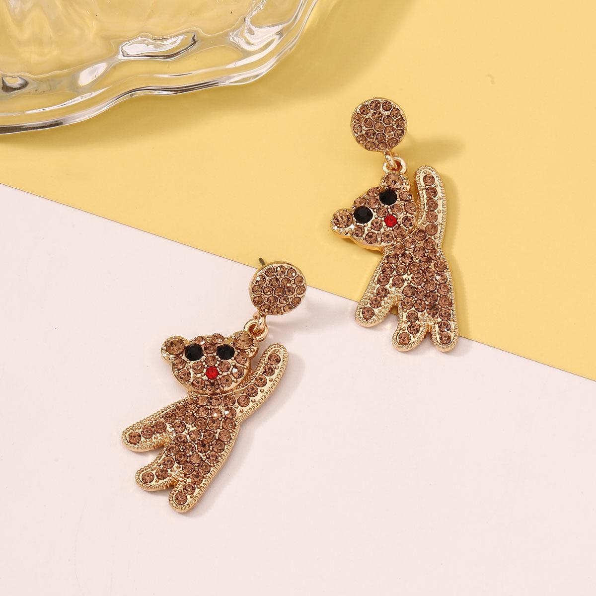 

Симпатичные серьги с медведем, модные модные повседневные универсальные и персонализированные серьги кофейный