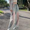 Design Blush Jeans Women New Fashion Trend Slim Retro Hong Kong Style Straight Gradient Pants