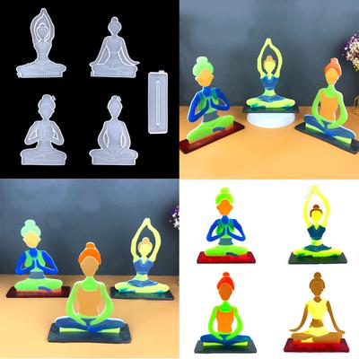 DIY Yoga Sport Theme Silicone Mold with Yoga Mat Mold for Home Office Ornament Gymnast Silicone Mold DIY Yoga Girl Craft