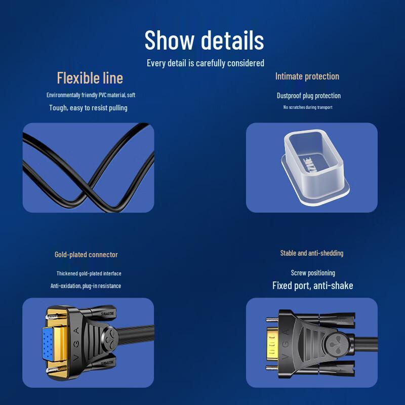 SAMZHE Engineering-Grade VGA 3+6 Extension Cable