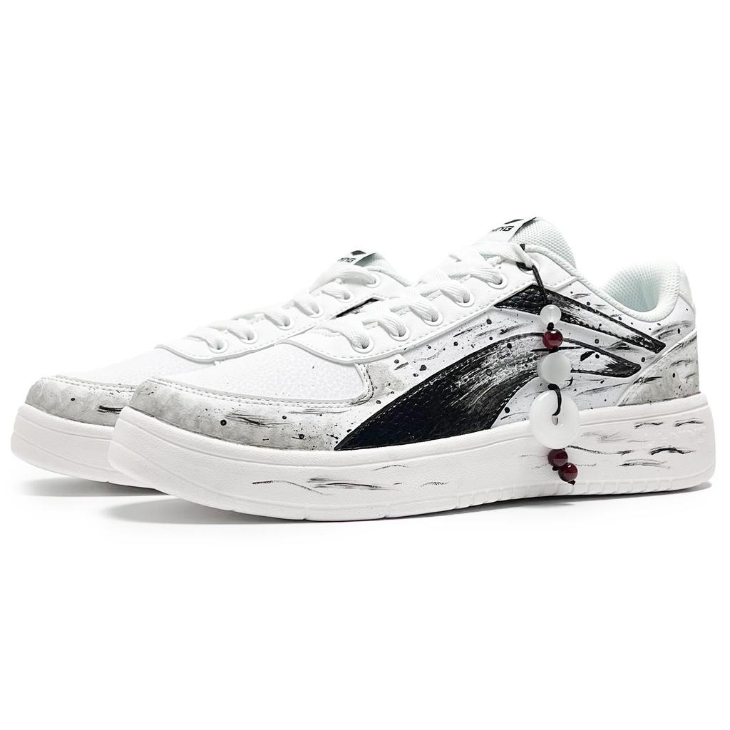 Li Ning Slip Resistant Abrasion Resistant Low top Skateboard Shoes Women's Black White AGCR470-2(Team285-)