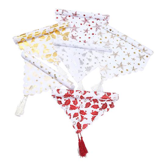 Střapcová dekorace Dlouhý běhoun na stůl Slavnostní atmosféra Vánoční ražba Potisk listů Ubrus Vánoční ozdoba Domácí dekorace