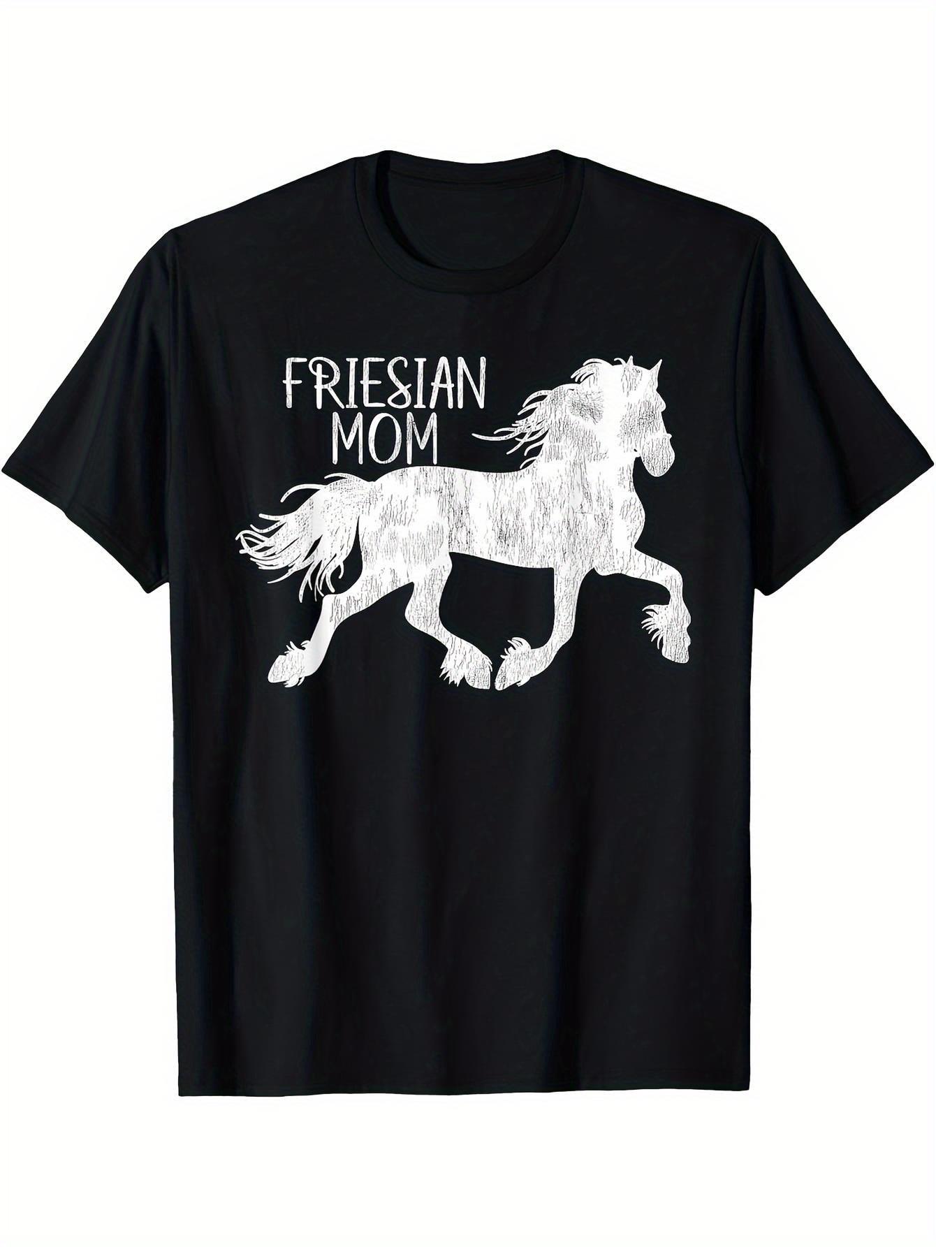

Friesian Horse Lover T-Shirt for Women & Men - Black with White Friesian Horse Graphic Print XXXXL