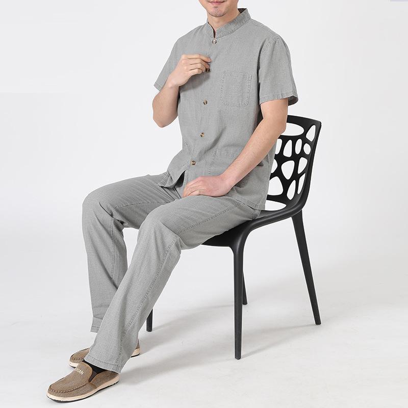 Suit Men's Summer Chinese Style Tang Suit Thin Short-sleeved Loose Clothes Hanfu