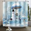Christmas Shower Curtain Xmas Tree Winter Forest Snow Cute Snowman Bathroom Shower Curtain Waterproof Bath Curtain With Hook