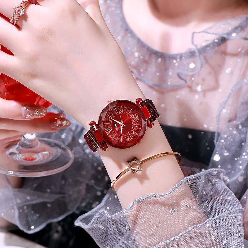 Magnetic Mesh Belt Roman Series Starry Sky Watch Female