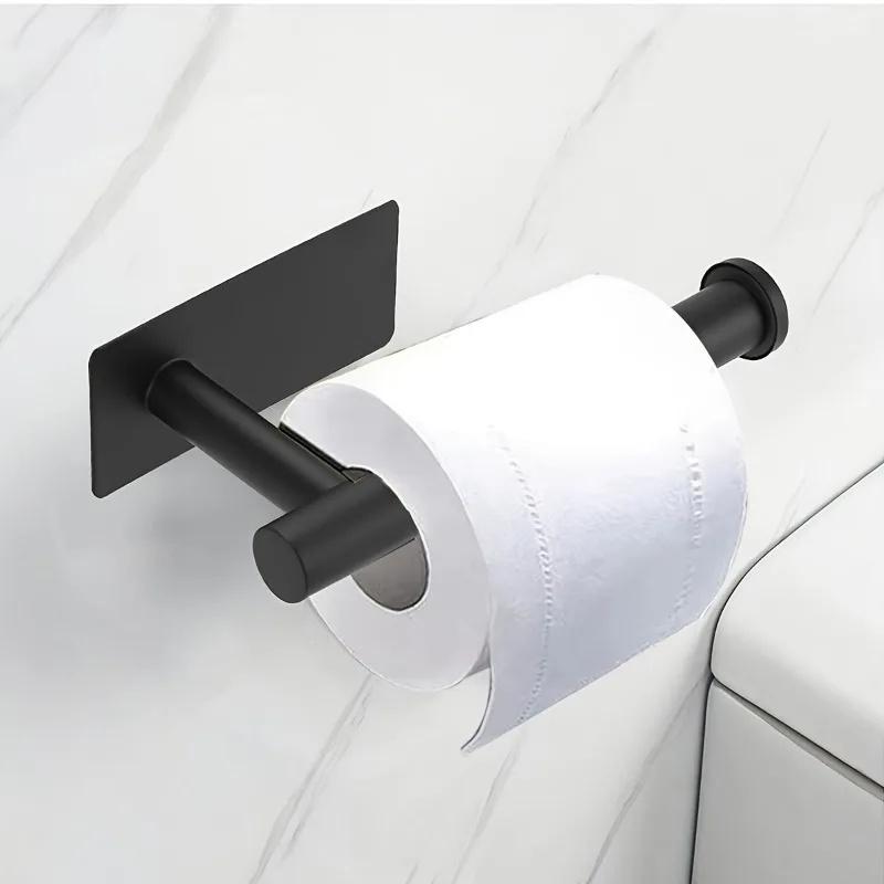 Heavy Duty Stainless Steel Toilet Paper Holder, Self-Adhesive No-Drill Wall Mount, Brushed Finish Bathroom Tissue Roll Dispenser