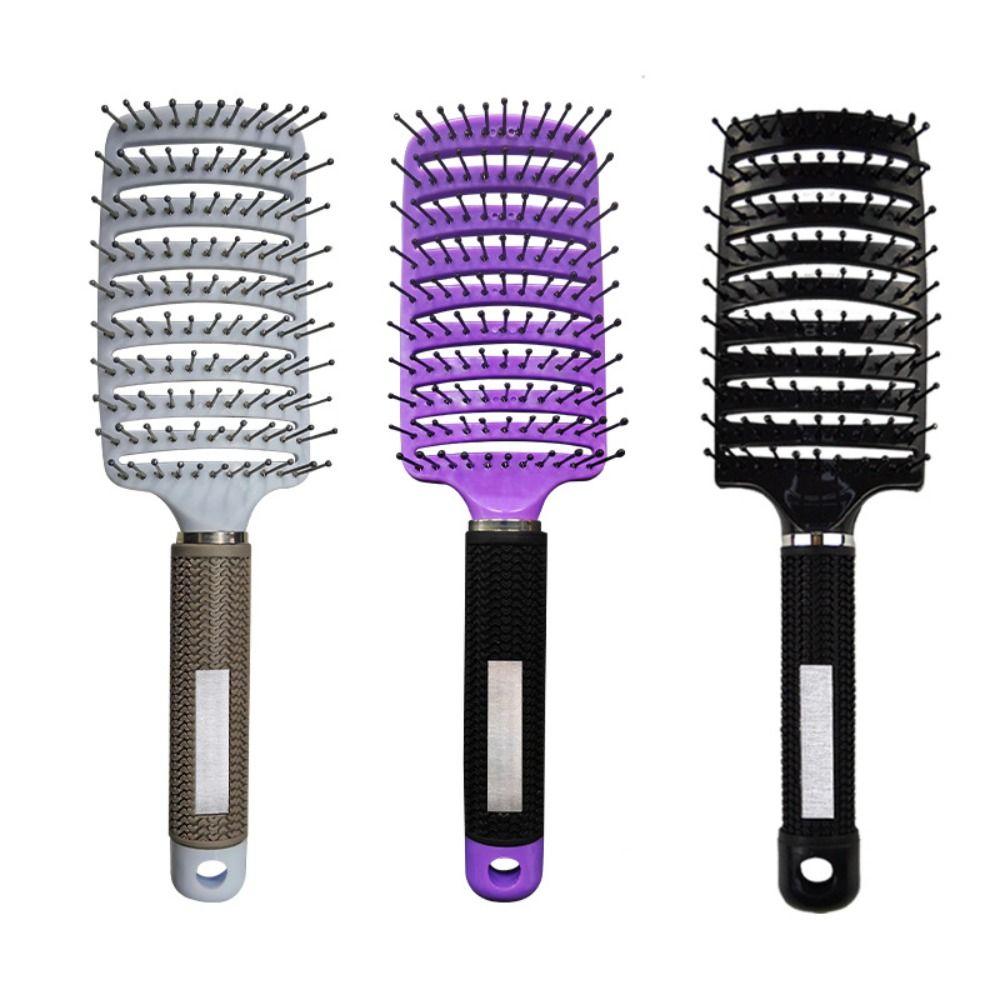 Plastic Scalp Hair Brush Black White Red Purple Curved Massager Brush Anti-static Wide Tooth Hairdressing Styling Tools
