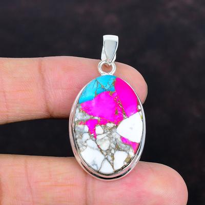 Zucchero filato turchese ciondolo ciondolo gemma gioielli fatti a mano ciondolo in argento sterling 925 ciondolo statement regali per moglie gioielli unici